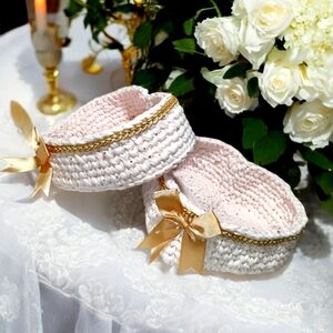 Handmade Crochet Heart Shaped Baskets - Set of 2